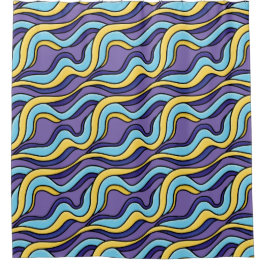 Kleurrijke golven Patroon Funky Retro Modern Abstr Douchegordijn