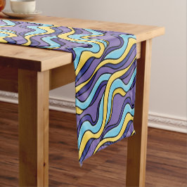 Kleurrijke golven Patroon Funky Retro Modern Abstr Korte Tafelloper