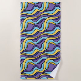 Kleurrijke golven Patroon Funky Retro Modern Abstr Strandlaken