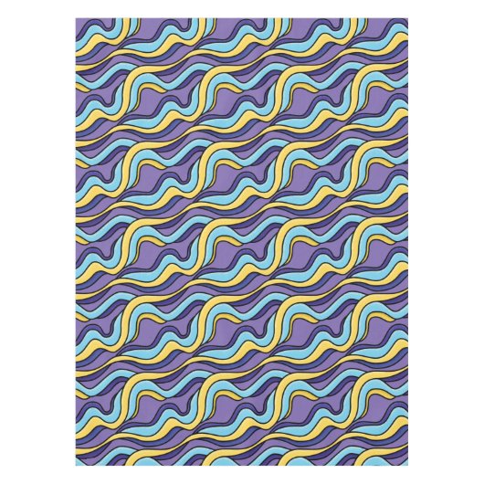 Kleurrijke golven Patroon Funky Retro Modern Abstr Tafelkleed (Voorkant)