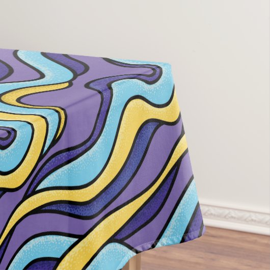 Kleurrijke golven Patroon Funky Retro Modern Abstr Tafelkleed (Voorbeeld)