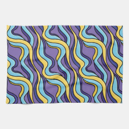 Kleurrijke golven Patroon Funky Retro Modern Abstr Theedoek