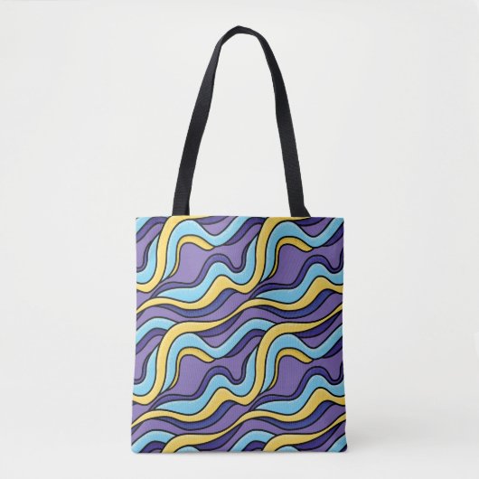 Kleurrijke golven Patroon Funky Retro Modern Abstr Tote Bag (Voorkant)