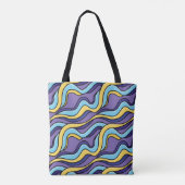 Kleurrijke golven Patroon Funky Retro Modern Abstr Tote Bag (Achterkant)