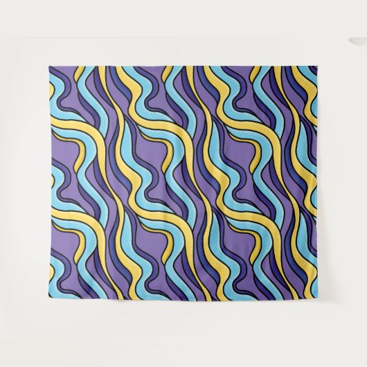 Kleurrijke golven Patroon Funky Retro Modern Abstr Wandkleed (Voorkant (horizontaal))