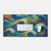 Kleurrijke Golven Textuur Schilderij Bureaumat (Keyboard & Muis)