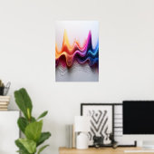 Kleurrijke Golvende Gradiënt Lijnen Abstracte Kuns Poster (Thuiskantoor)