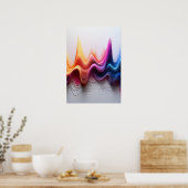 Kleurrijke Golvende Gradiënt Lijnen Abstracte Kuns Poster (Keuken)