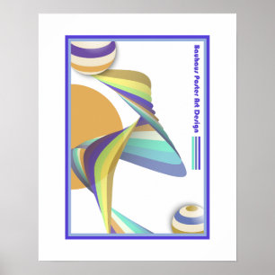 kleurrijke golvende lijn bauhaus vintage posterart poster