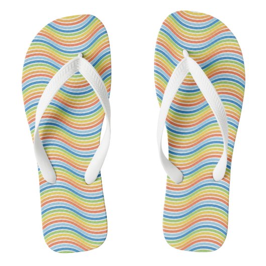 Kleurrijke golvende lijnen Flip Flops (Voetbed)