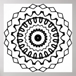 Kleurrijke Golvende Ring Mandala met Diamant Rand  Poster