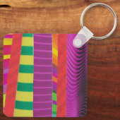 Kleurrijke golvende strepen - vierkant sleutelhanger (Achterkant)