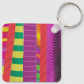 Kleurrijke golvende strepen - vierkant sleutelhanger (Achterkant)