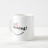 Kleurrijke Good Morning Typografie Koffie Mok (Voorkant links)