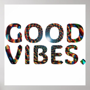Kleurrijke 'Good Vibes'-tekstillustraties Poster