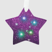 Kleurrijke gordelstars Paarse Faux Glitter Ornament (achterkant)
