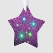 Kleurrijke gordelstars Paarse Faux Glitter Ornament (voorkant)