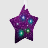 Kleurrijke gordelstars Paarse Faux Glitter Ornament (voorkant)
