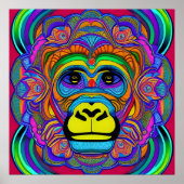 Kleurrijke Gorilla Mandala Uniek Interessant Poster (Voorkant)