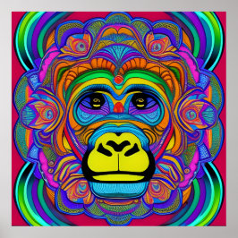 Kleurrijke Gorilla Mandala Uniek Interessant Poster