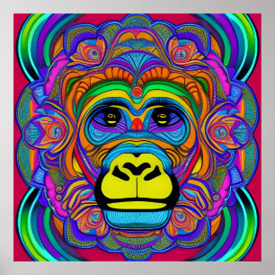Kleurrijke Gorilla Mandala Uniek Interessant Poster