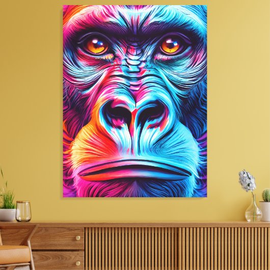 Kleurrijke Gorilla Wall Art Print - Gorilla Monkey (Insitu (Woonkamer))