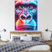 Kleurrijke Gorilla Wall Art Print - Gorilla Monkey (Insitu (Slaapkamer))