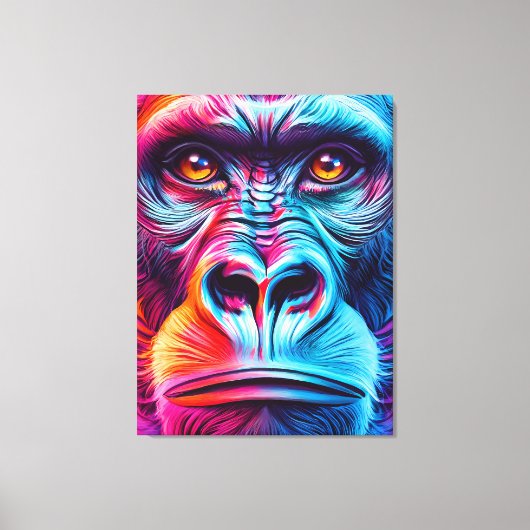 Kleurrijke Gorilla Wall Art Print - Gorilla Monkey (Voorkant)