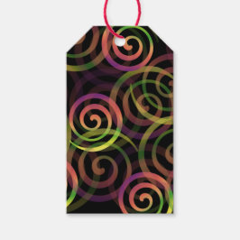 Kleurrijke Gotische Regenboog Kerst Patroon Cadeaulabel