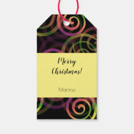 Kleurrijke Gotische Regenboog Kerst Patroon Cadeaulabel