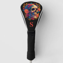 Kleurrijke Gotische Roos Sugar Skull Monogram