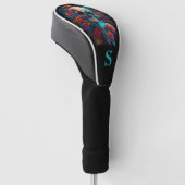 Kleurrijke Gotische Roos Suiker Schedel Monogram Golfheadcover (Schuin)
