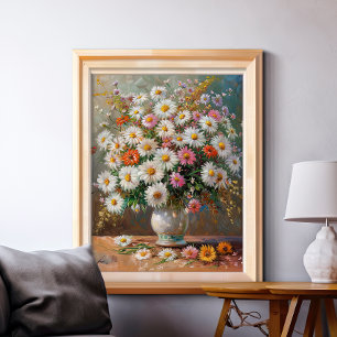 Kleurrijke Gouache geschilderde madeliefjes Poster