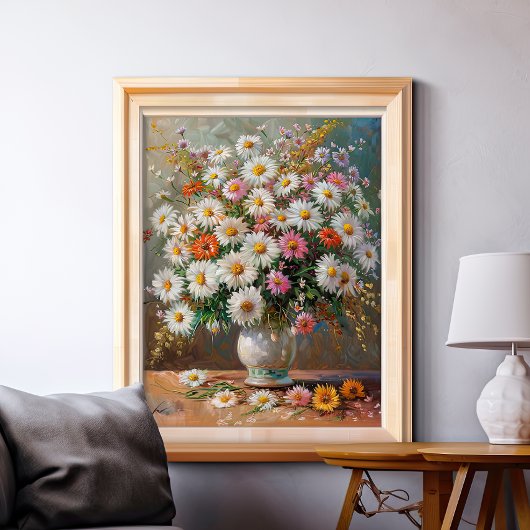 Kleurrijke Gouache geschilderde madeliefjes Poster