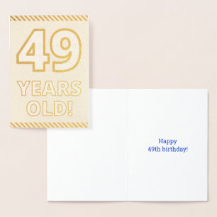 Kleurrijke, Goud Folie "49 JAAR OUD!" Verjaardagsk Kaarten