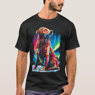 Kleurrijke Goud Retriever Hond Aurora Borealis T-shirt
