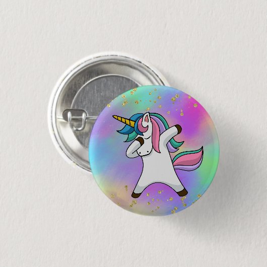 Kleurrijke goudbespikte maandop ronde button 3,2 cm (Voorkant /achterkant)