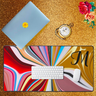 Kleurrijke gouden bloem monogram vloeibaar Abstrac Bureaumat