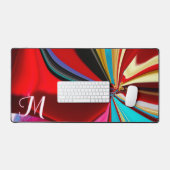 Kleurrijke gouden bloem monogram vloeibaar Abstrac Bureaumat (Keyboard & Muis)