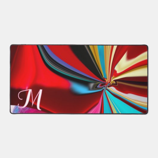 Kleurrijke gouden bloem monogram vloeibaar Abstrac Bureaumat (Voorkant)