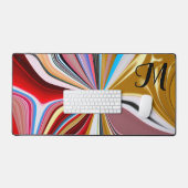 Kleurrijke gouden bloem monogram vloeibaar Abstrac Bureaumat (Keyboard & Muis)