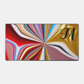 Kleurrijke gouden bloem monogram vloeibaar Abstrac Bureaumat (Voorkant)