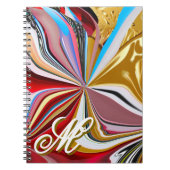 Kleurrijke gouden bloem monogram vloeibaar Abstrac Notitieboek (Voorkant)