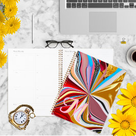 Kleurrijke gouden bloem monogram vloeibaar Abstrac Planner