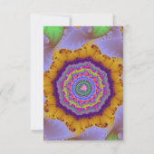 Kleurrijke Gouden en Paarse Fractale Verjaardag Kaart (Achterkant)
