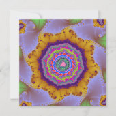 Kleurrijke Gouden en Paarse Fractale Verjaardag Kaart (Voorkant)