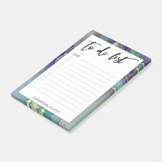 Kleurrijke gouden gemarmerde Abstracte kunst om te Post-it® Notes (Schuin)