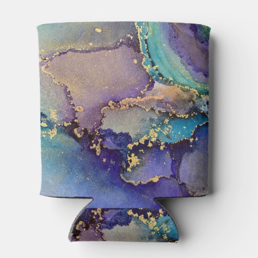 Kleurrijke Gouden Gemarmerde Abstracte Vloeibare A Blikjeskoeler (Achterkant)