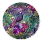 Kleurrijke gouden regenboog Peacock Keramische Knop (Voorkant)