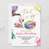 Kleurrijke Gouden Verf en Sip Volwassen Verjaardag Kaart (Voorkant)